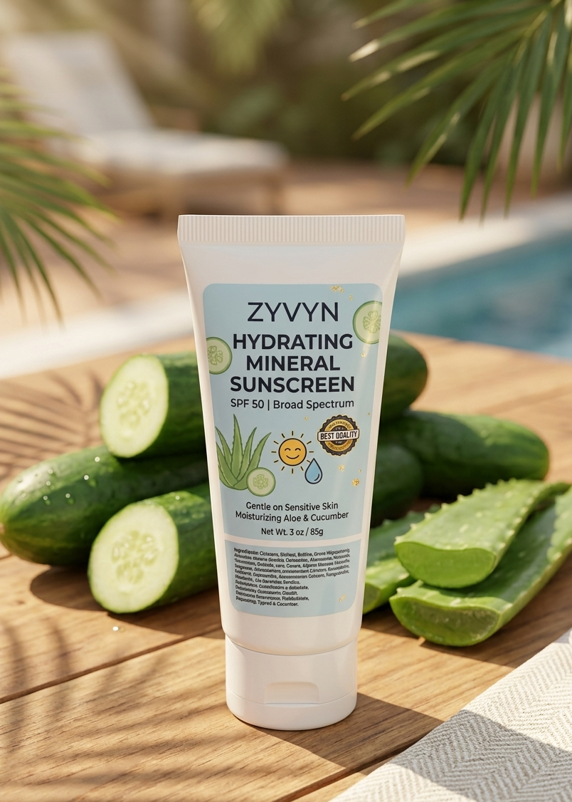 ZYVYN Hydrating Mineral Sunscreen SPF 50 – Broad Spectrum Protection ☀️
